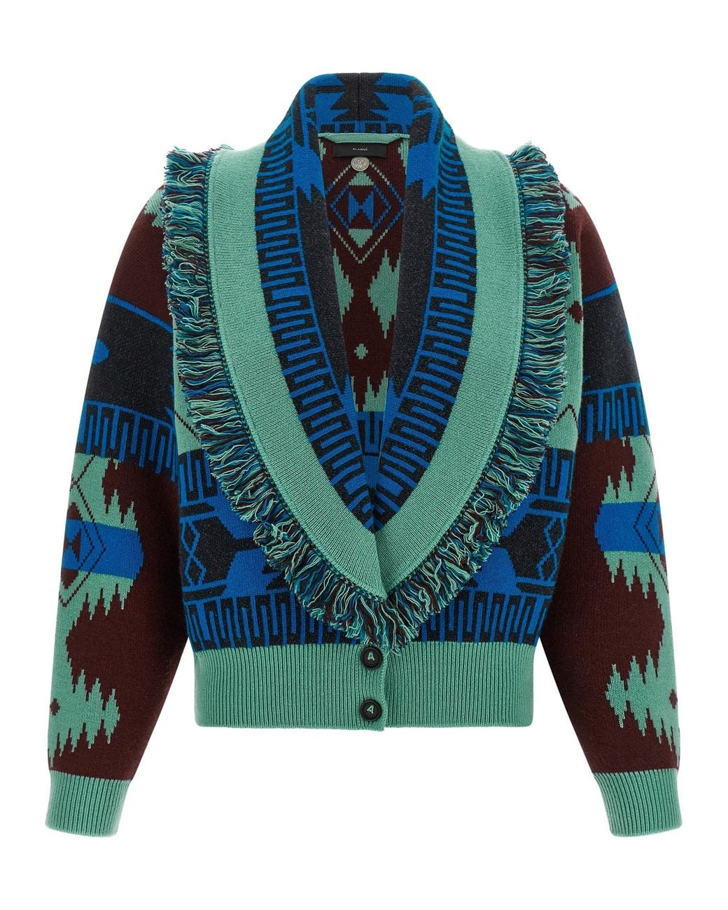 Alanui Blue Virgin Wool Cardigan Clothing
