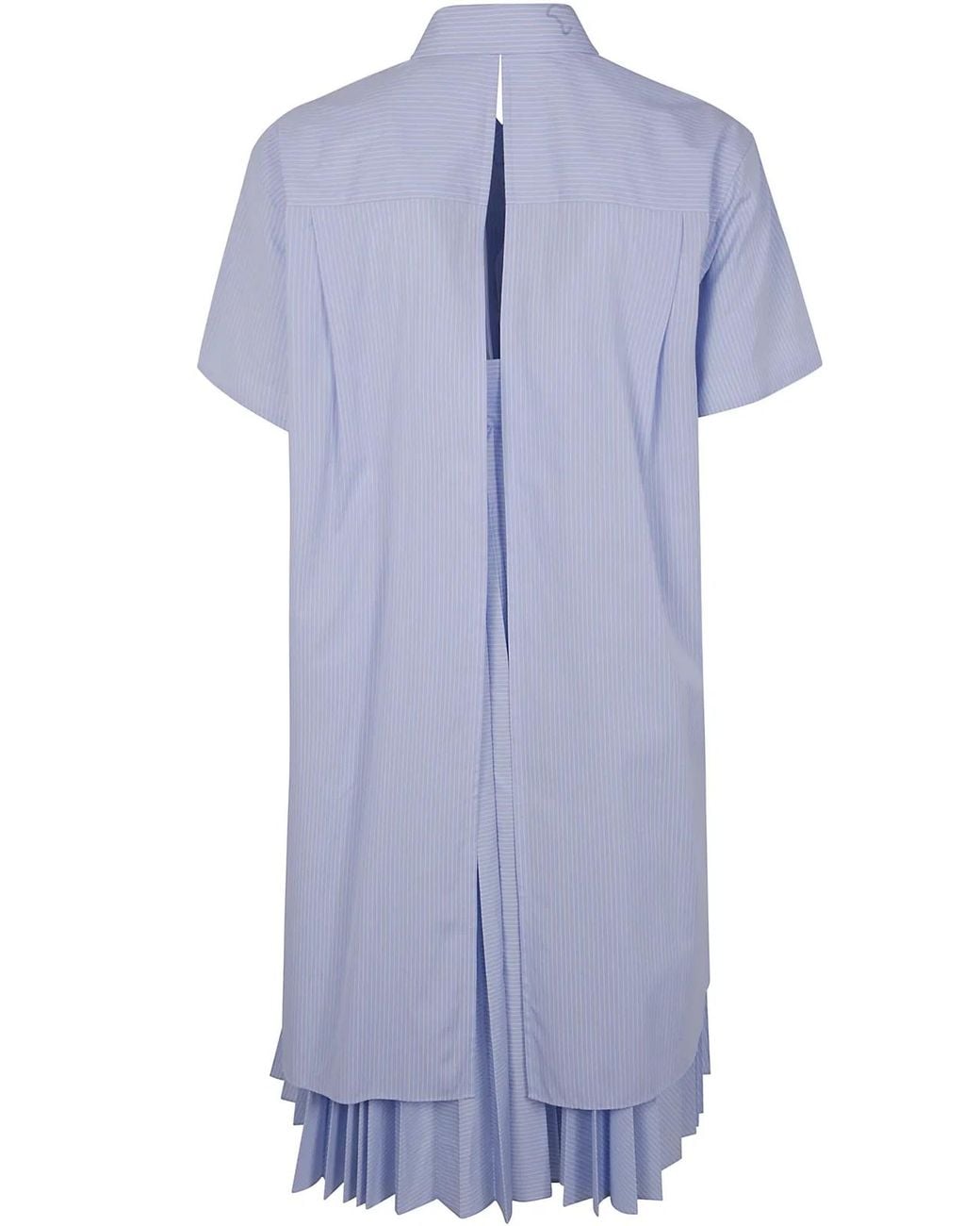 Sacai Blue Cotton Poplin Dress