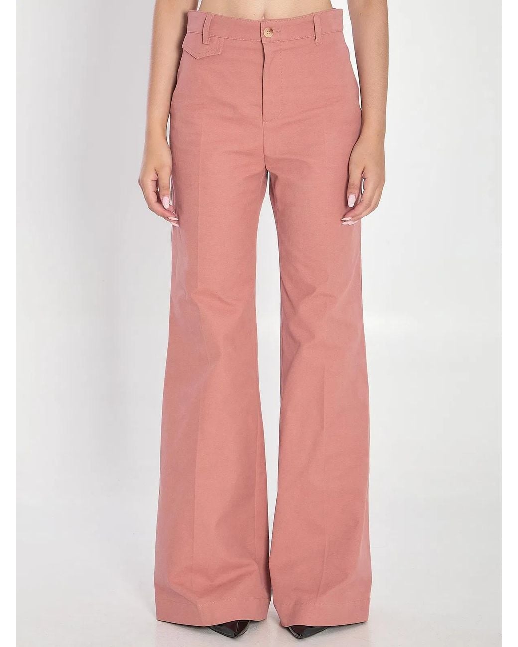 Chloé Pink Dark Cotton Flared Leg Pant