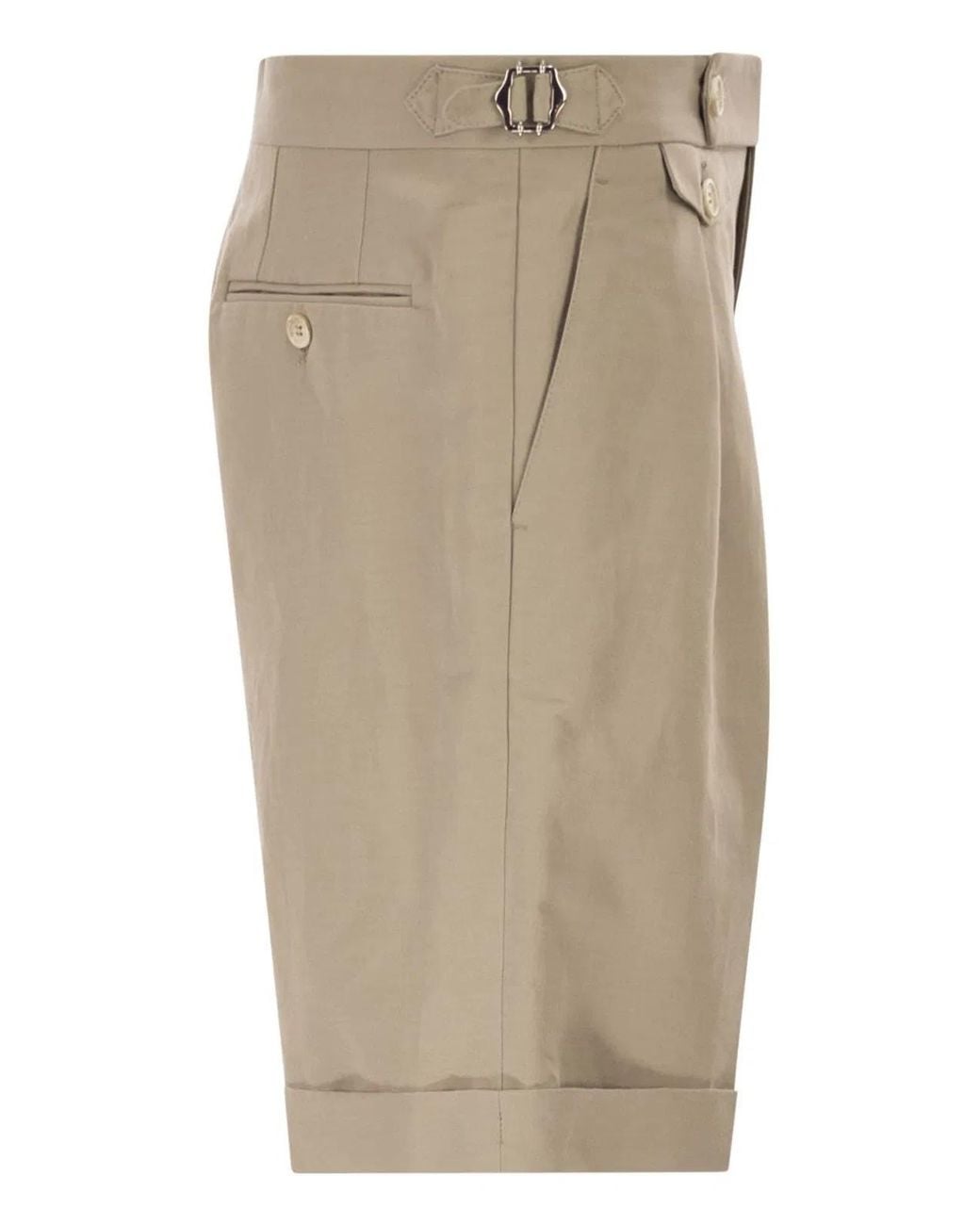 Brunello Cucinelli Natural Cotton And Linen Panama Bermuda Shorts for men
