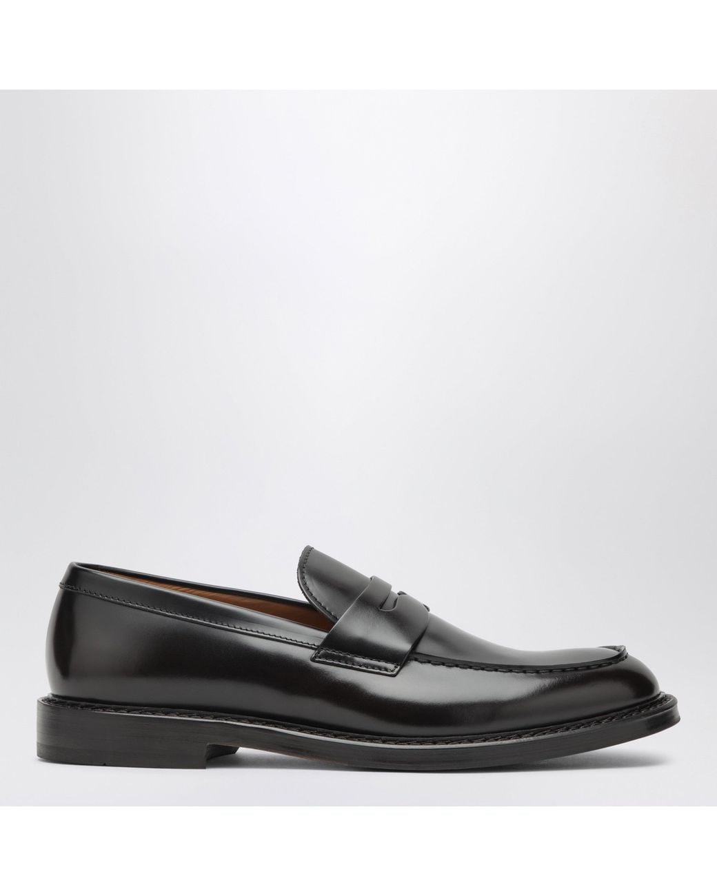 Doucal's Black Ebony Leather Penny Moccasin for men