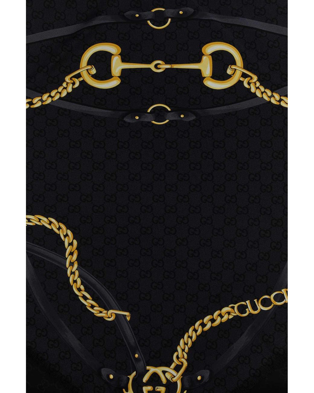 Gucci Black Printed Silk Foulard