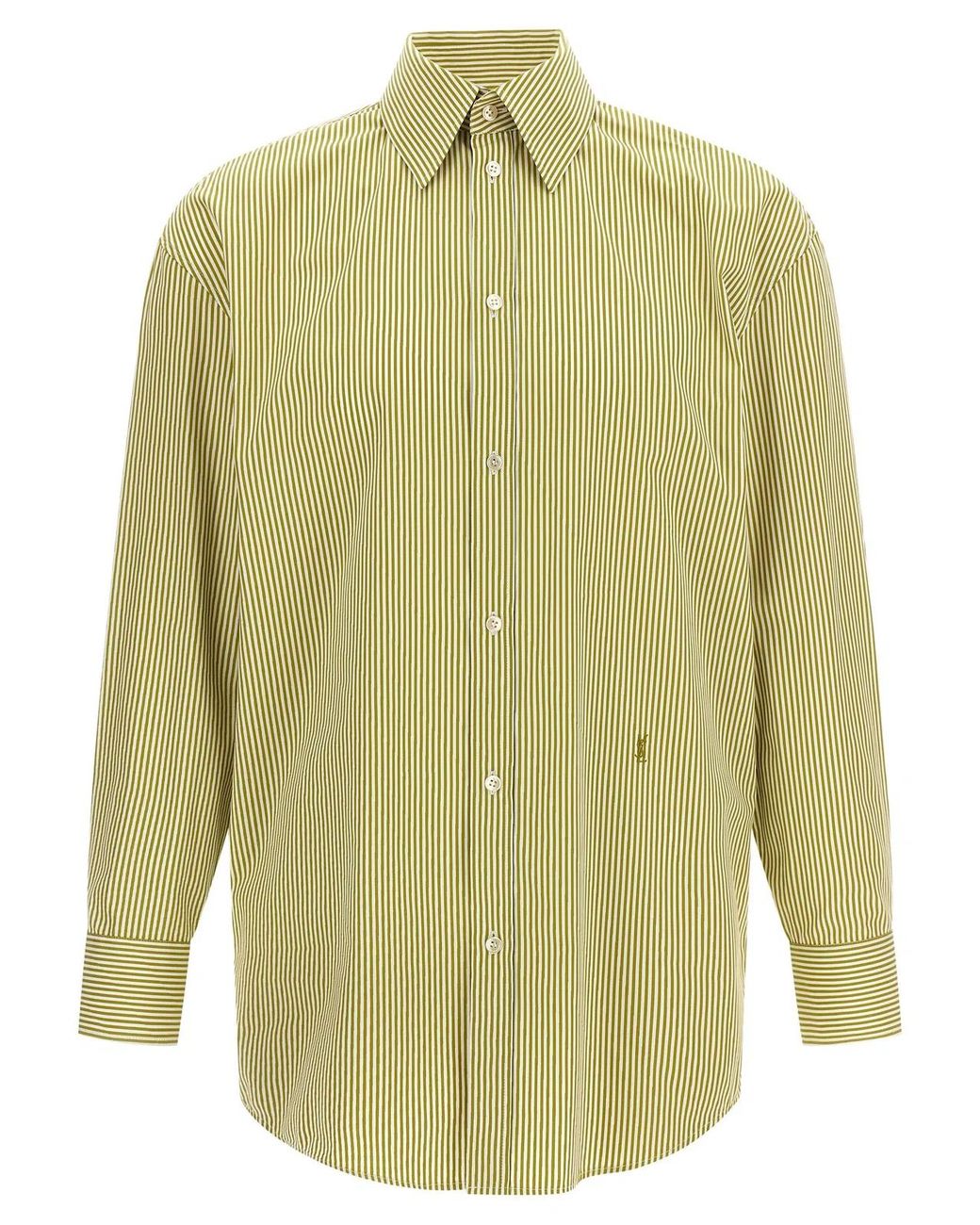 Saint Laurent Green Striped Shirt