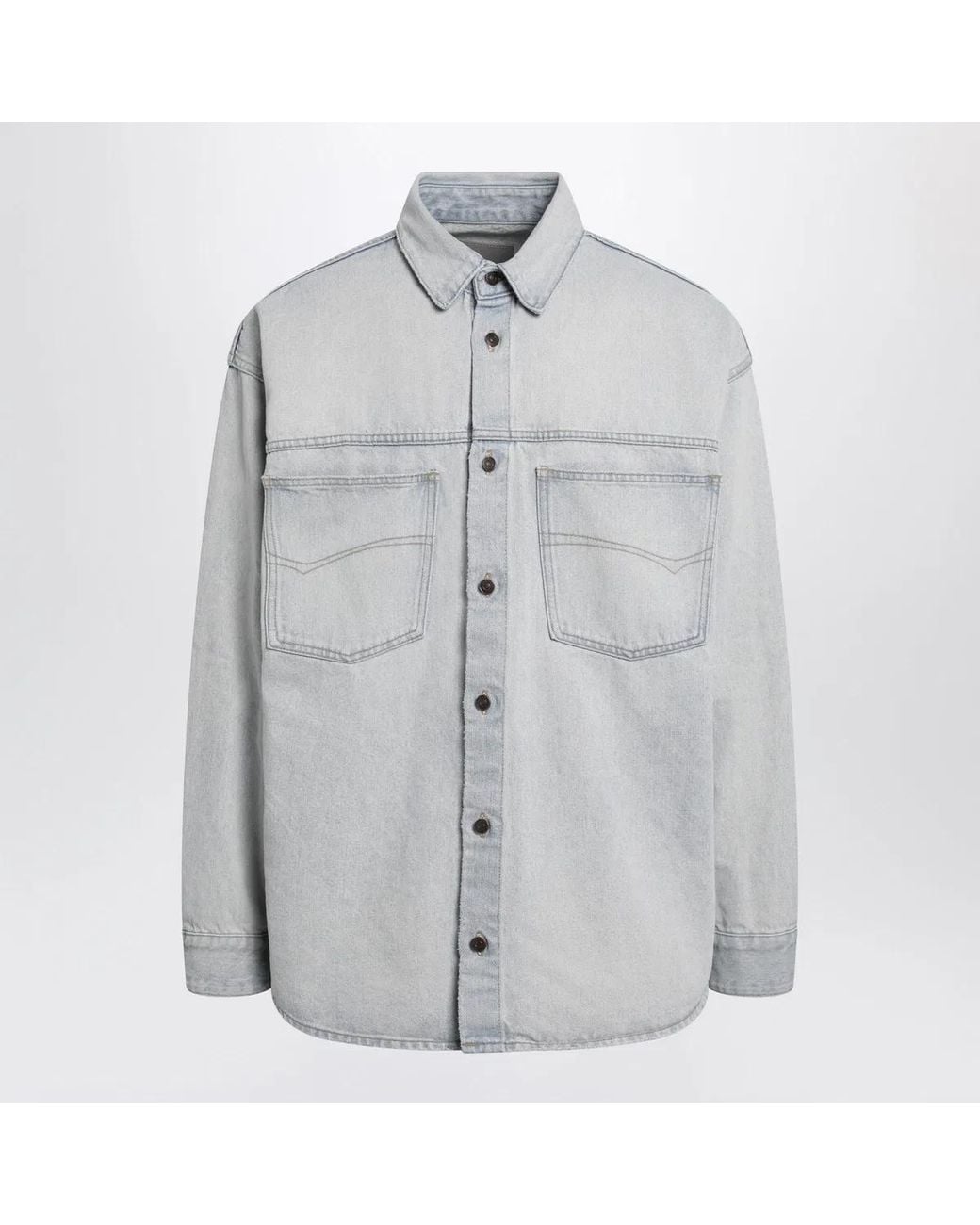 Balenciaga Gray Cotton Denim Shirt for men