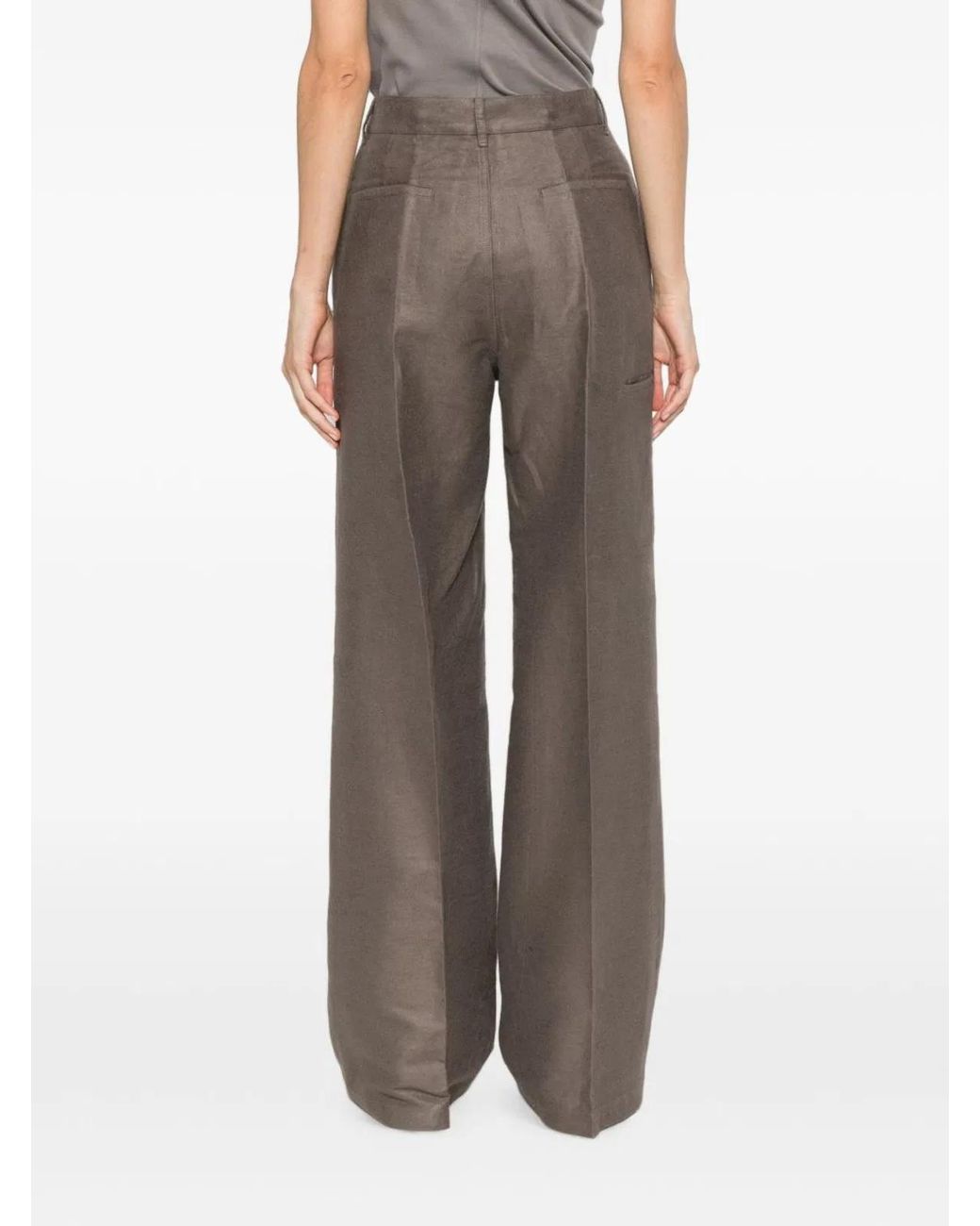 Rick Owens Brown Cotton Blend Wide-Leg Trousers