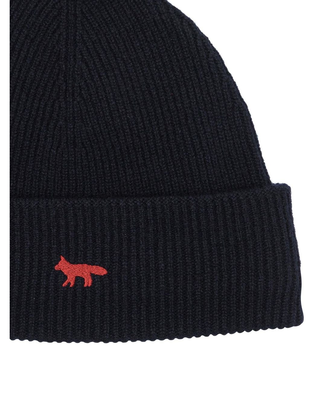 Maison Kitsuné Blue Maison Kitsuné "Profile Fox" Beanie for men