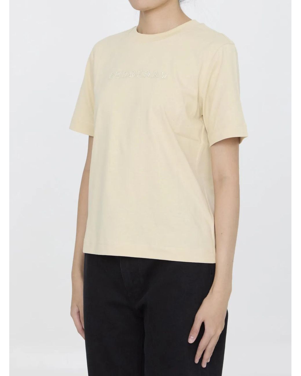 Burberry Natural Cream Cotton T-Shirt