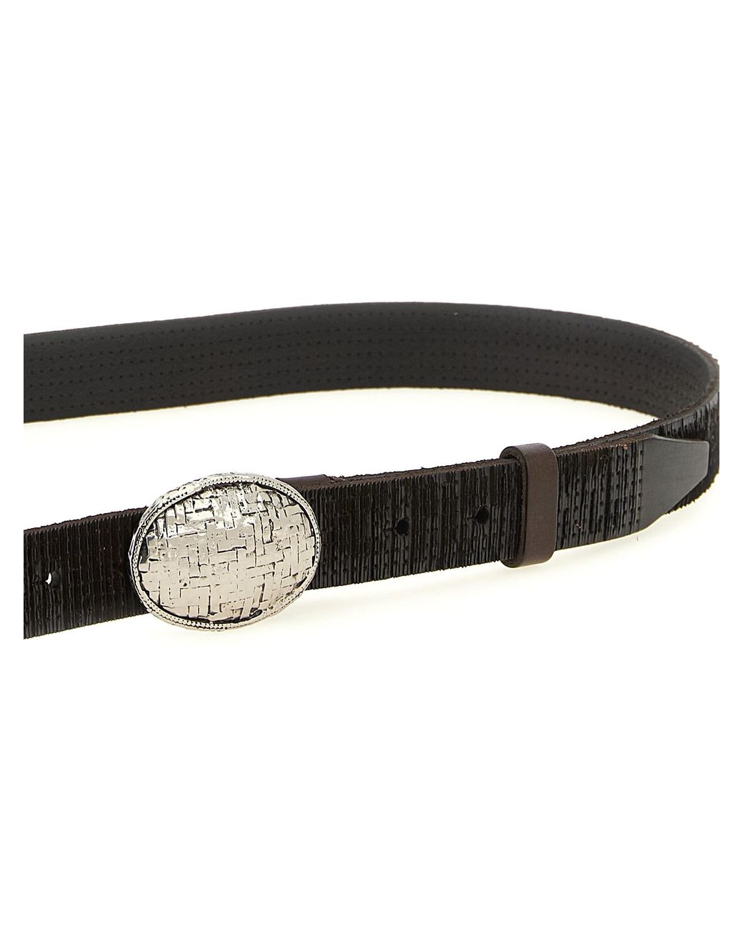 Brunello Cucinelli Black 'Texture' Leather Belt for men
