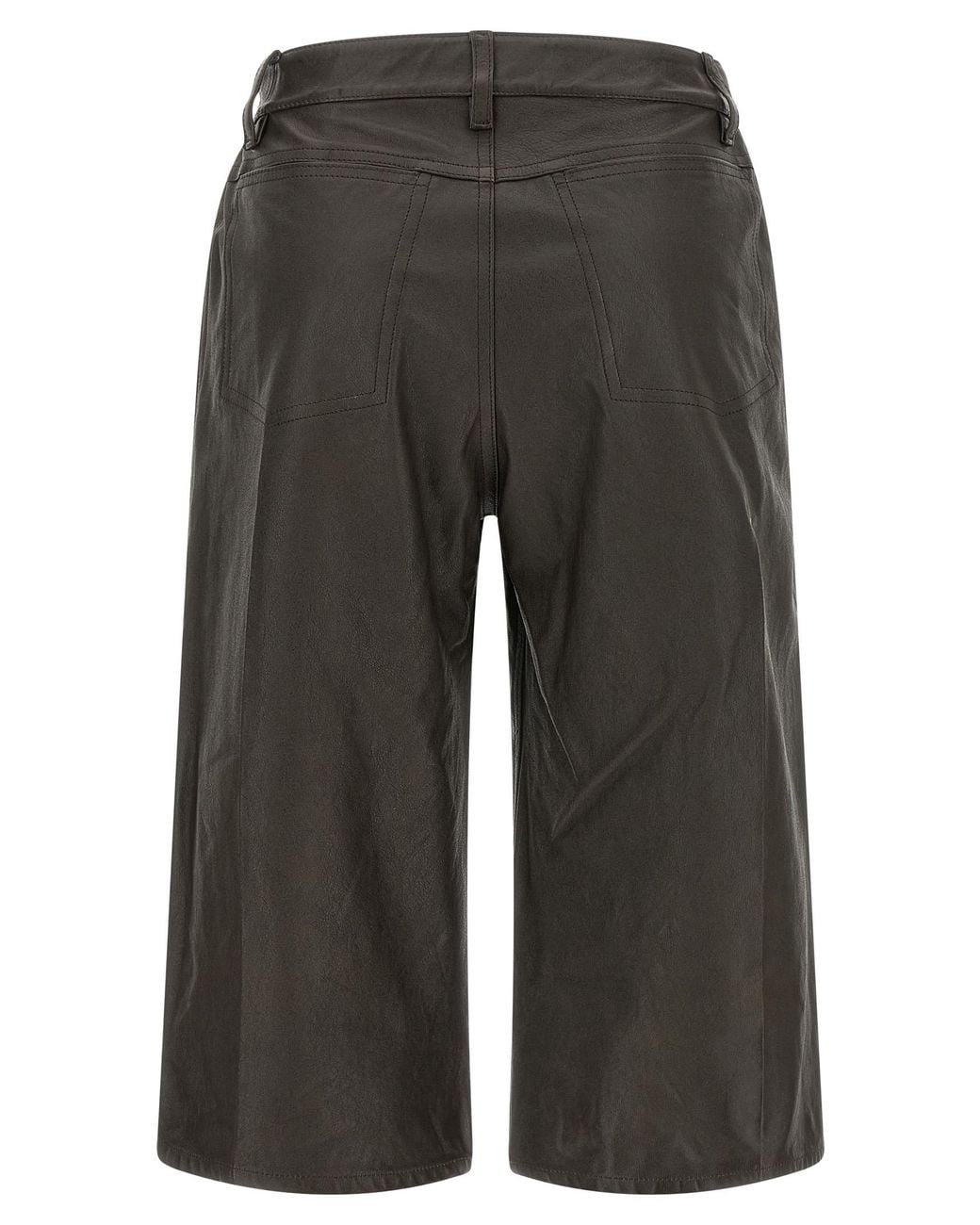 Lemaire Gray Leather Bermuda Shorts