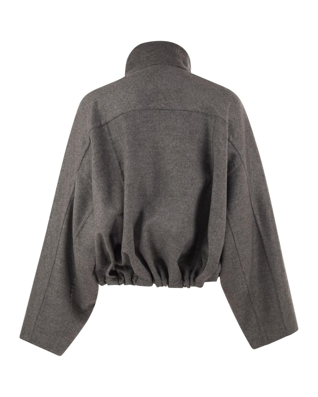 Brunello Cucinelli Gray Cropped Virgin Wool Jacket With High Collar