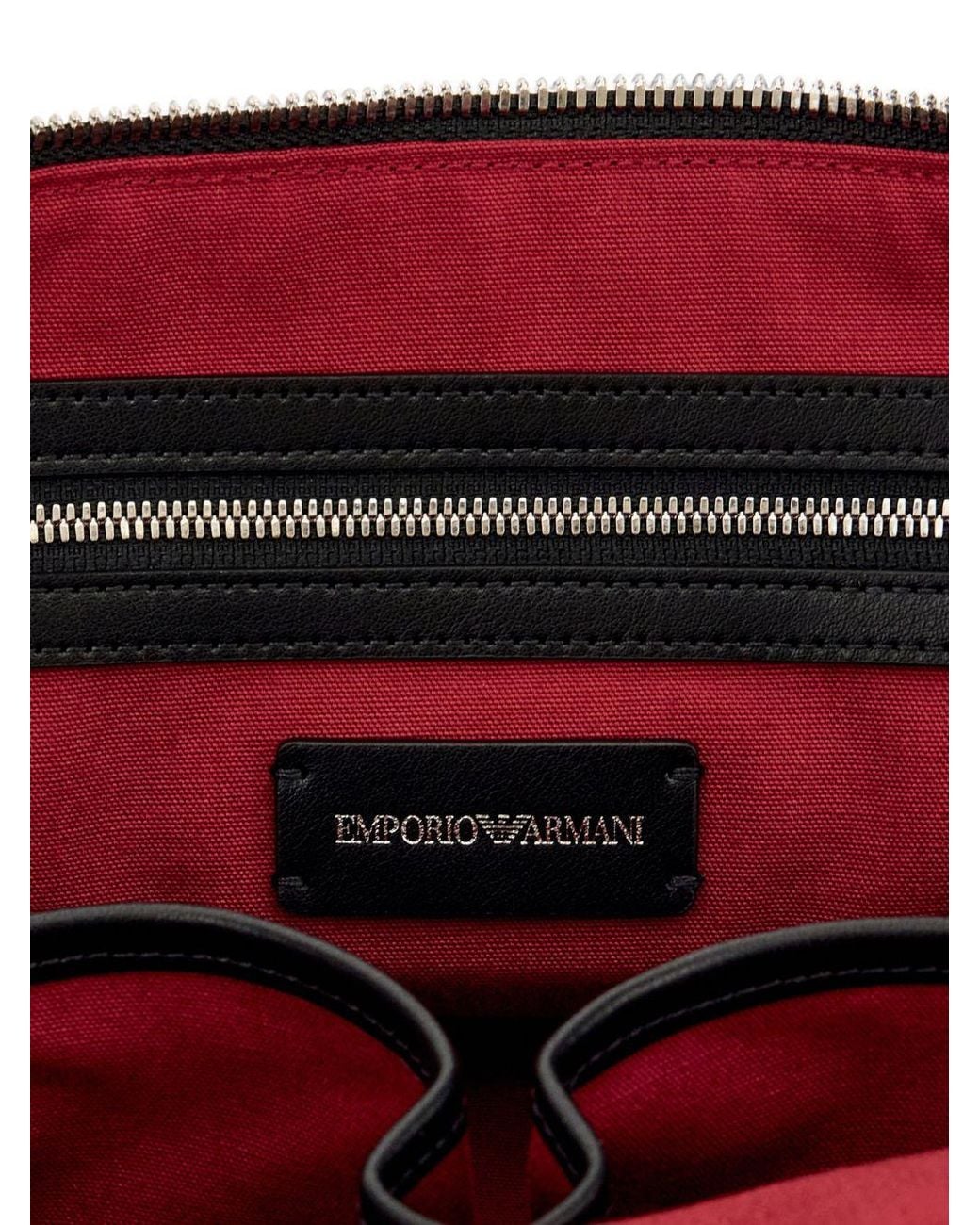 Emporio Armani Black Leather Shoulder Bag With Lettering Logo