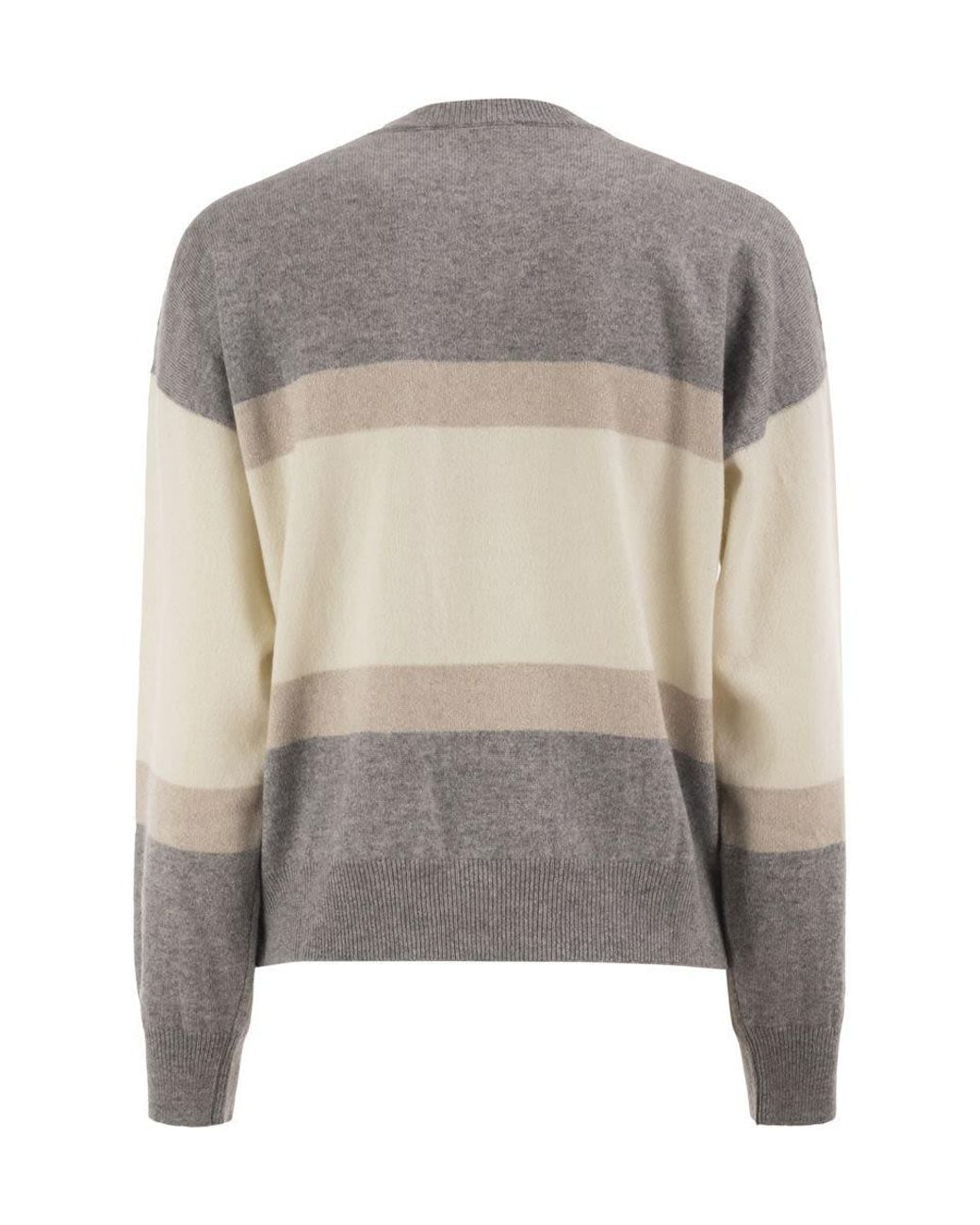 Peserico Gray Colour-Block Virgin Wool, Silk And Cashmere Jumper
