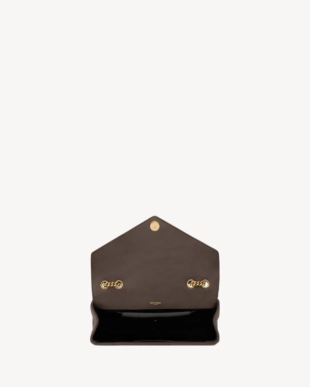 Saint Laurent Natural Dark Leather Medium Loulou Shoulder Bag