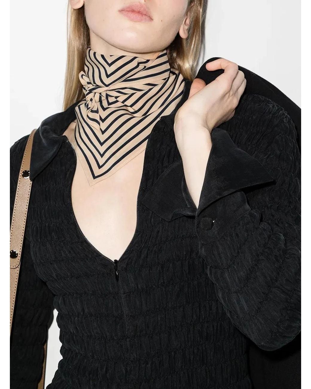 Totême  White Signature Monogram Silk Scarf Scarf