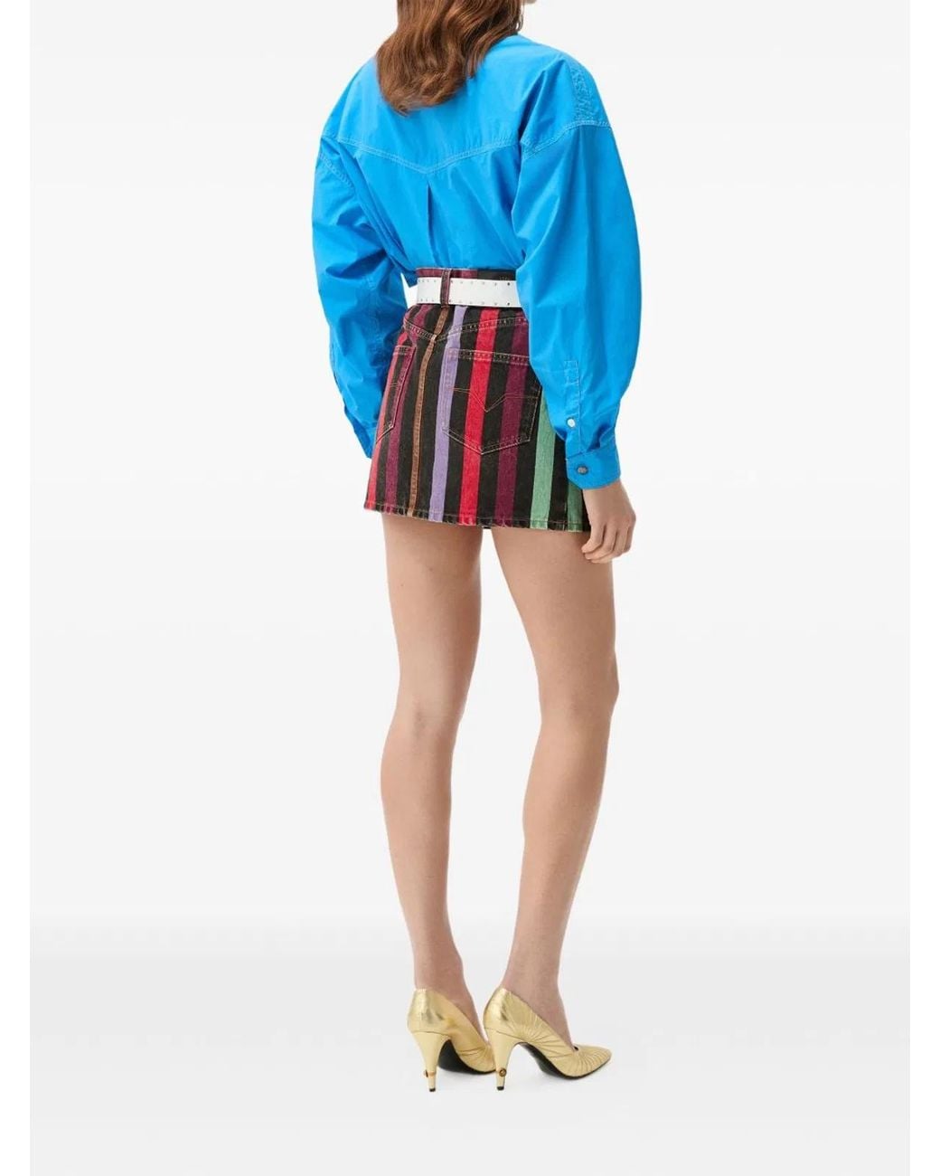 Versace Red Striped Denim Skirt