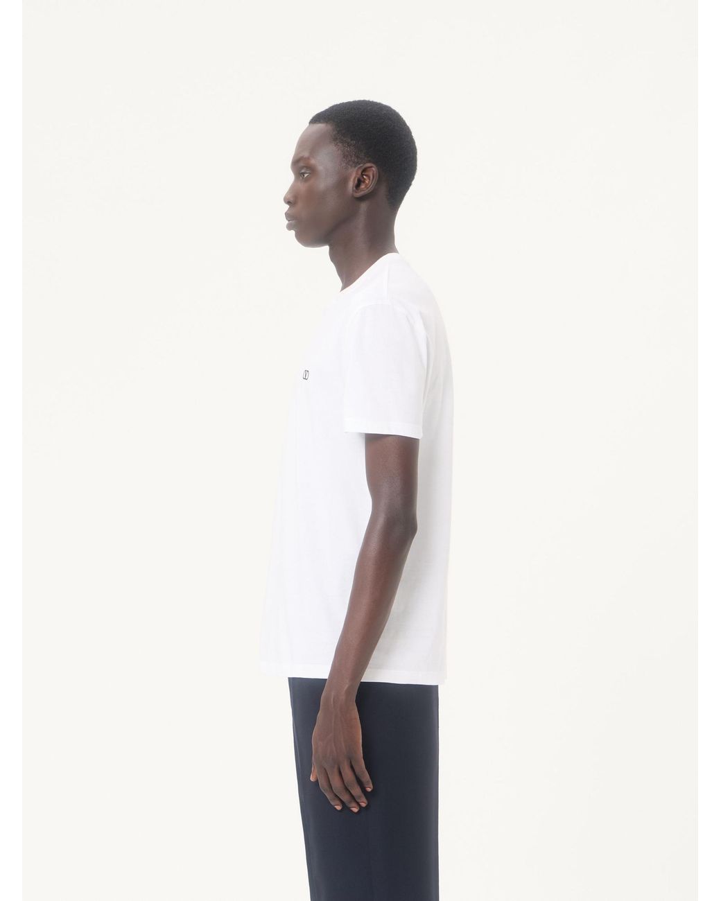 Valentino Garavani White T-Shirt With Vlogo Embroidery for men
