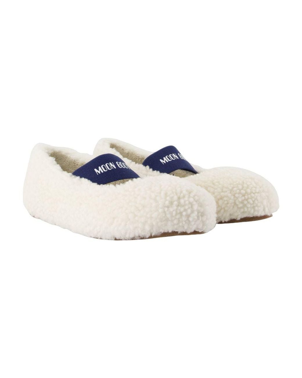 Moon Boot White Shearling Ballerina Flats
