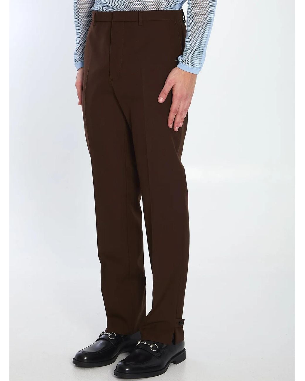 Gucci Brown Wool Twill Trousers for men