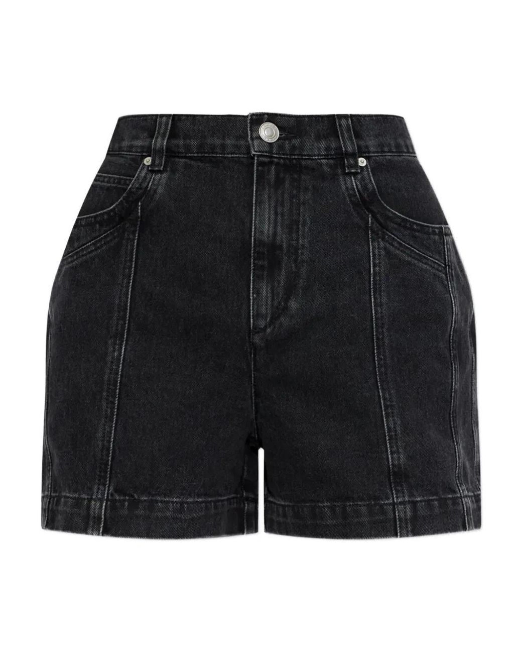 Isabel Marant Black Joely Denim Panelled Shorts