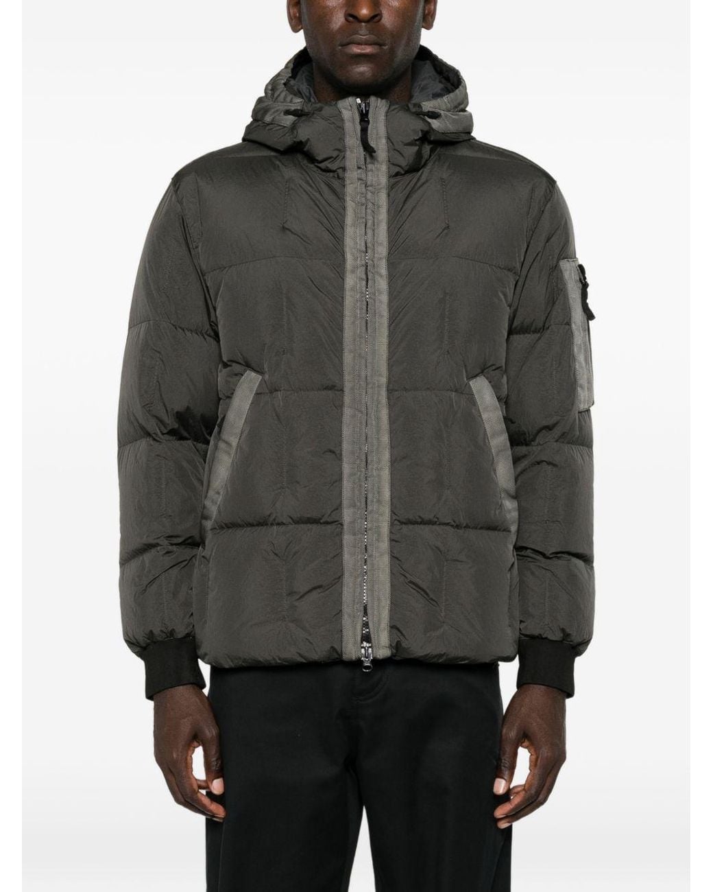 Stone Island Black Nylon Down Jacket for men