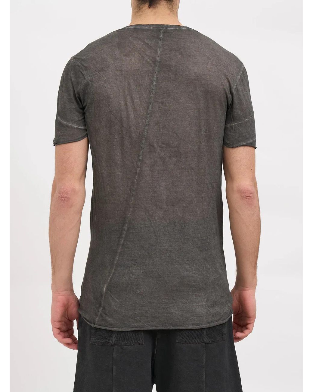 MD75 Gray Cotton Crew Neck T-Shirt for men