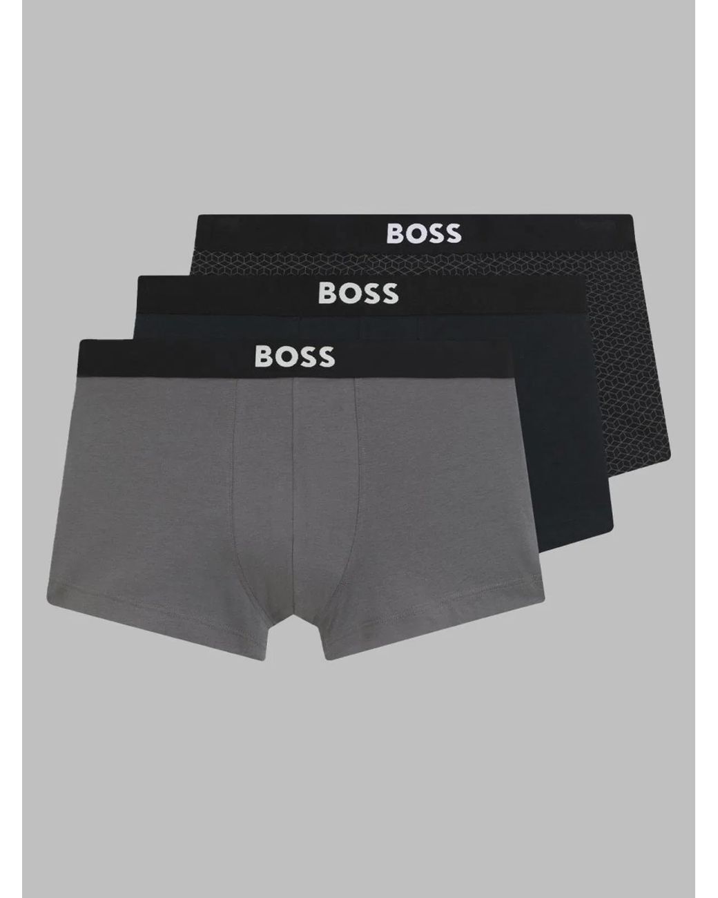 Boss Gray 3-Pack Boxer Con Logo for men