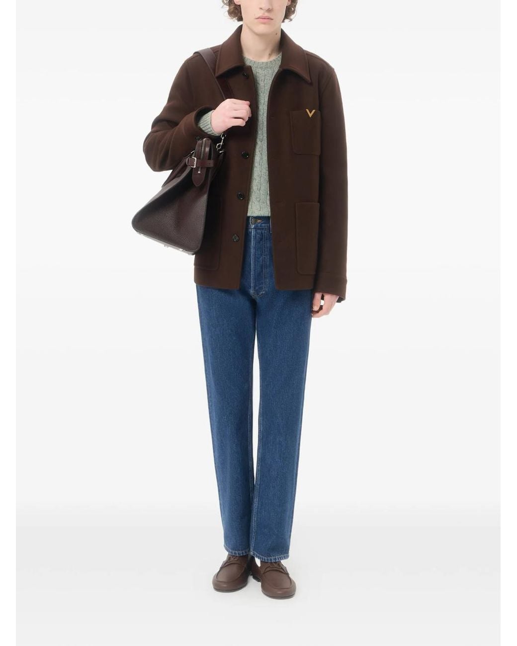 Valentino Garavani Brown Wool Jacket With Vgold for men