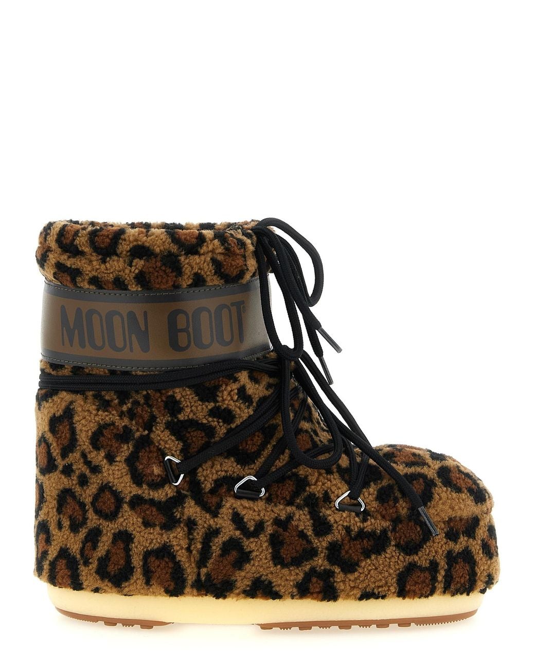 Moon Boot Black Animalier 'Icon Low' Ankle Boots