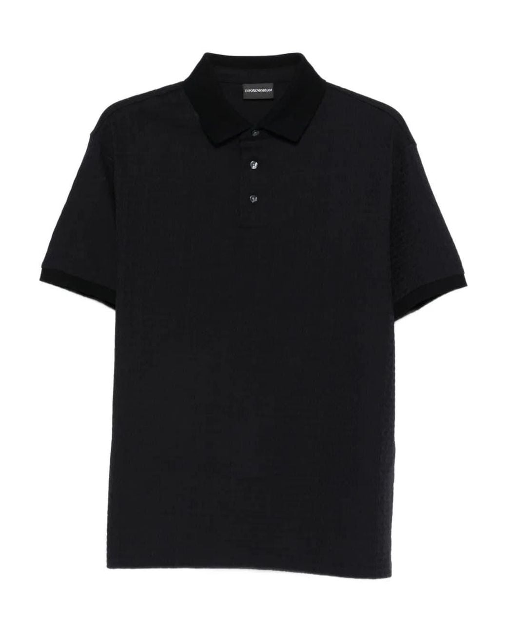 Emporio Armani Black Textured Polo Shirt for men