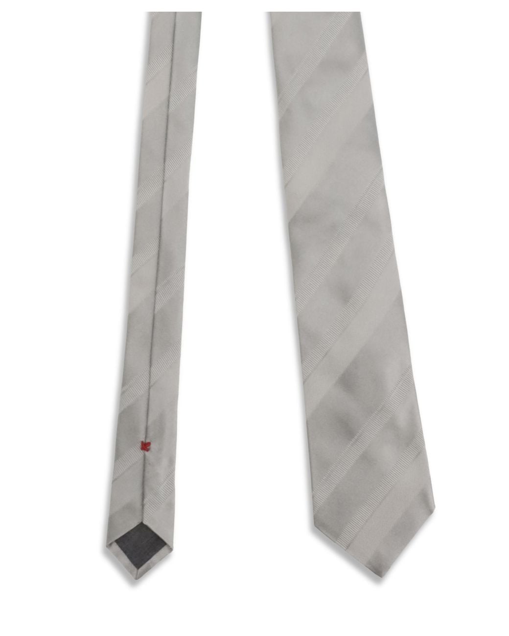 Brunello Cucinelli White Striped Silk Tie for men