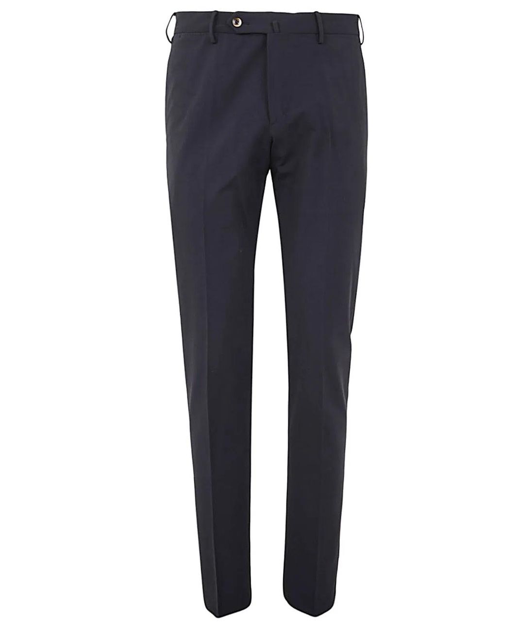 PT01 Blue Flat Front Trousers With Diagonal Pockets for men