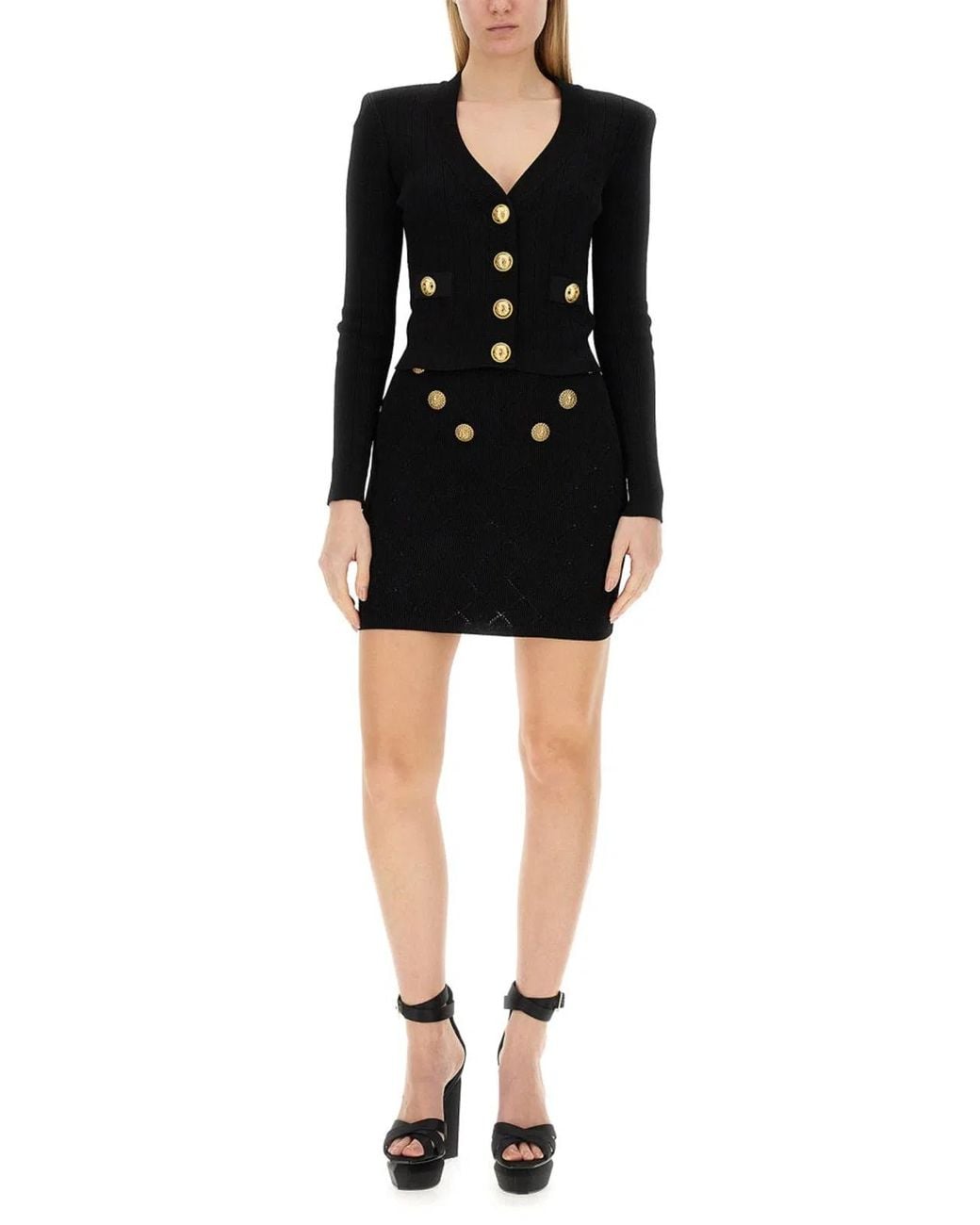 Balmain Black Knit Skirt