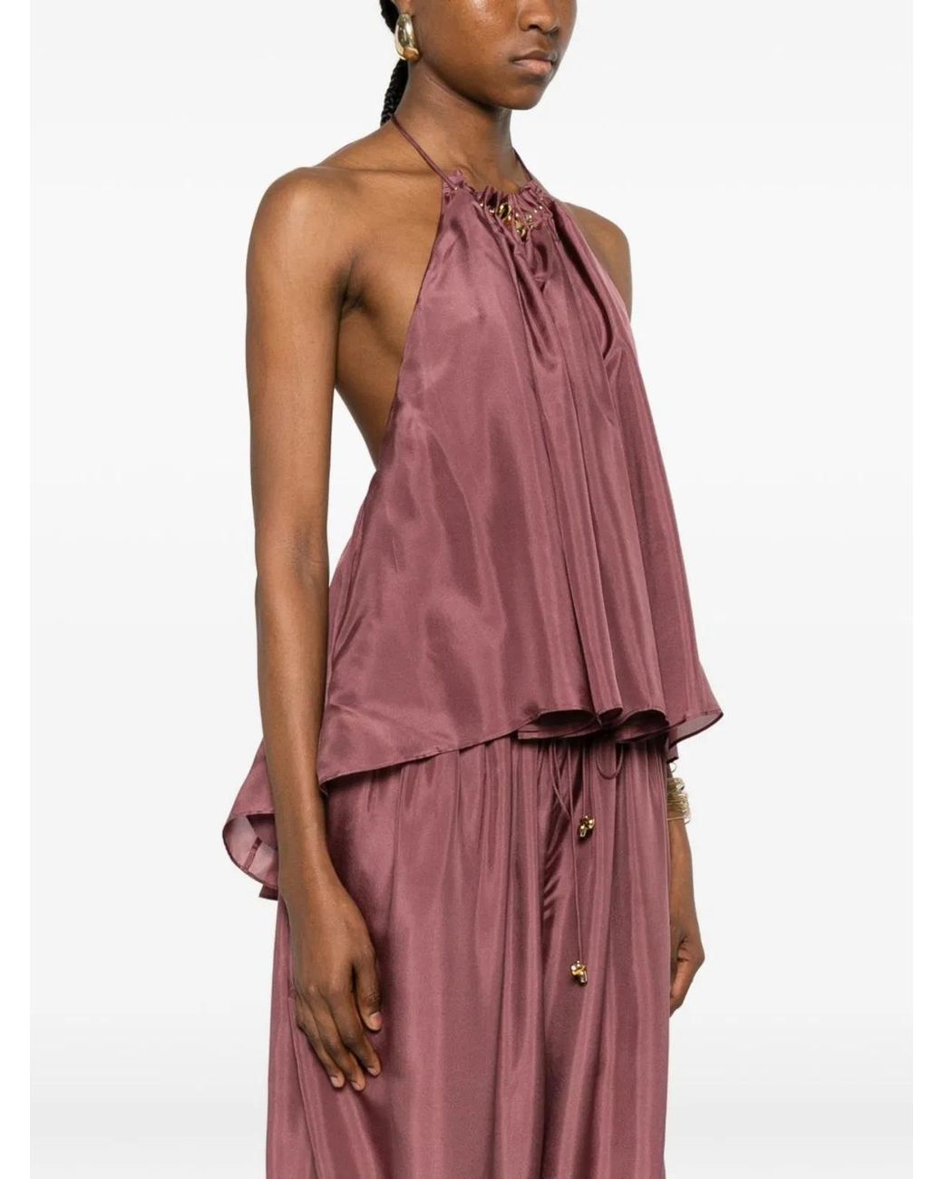 Zimmermann Purple Aster Silk Top