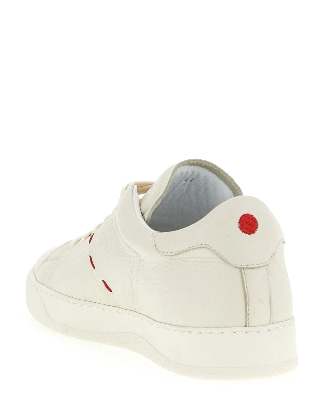 Kiton White Hammered Leather Sneaker for men