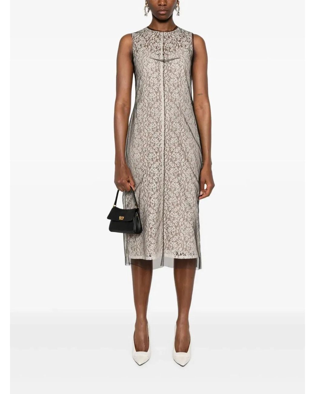 Fendi Gray Lace Dress