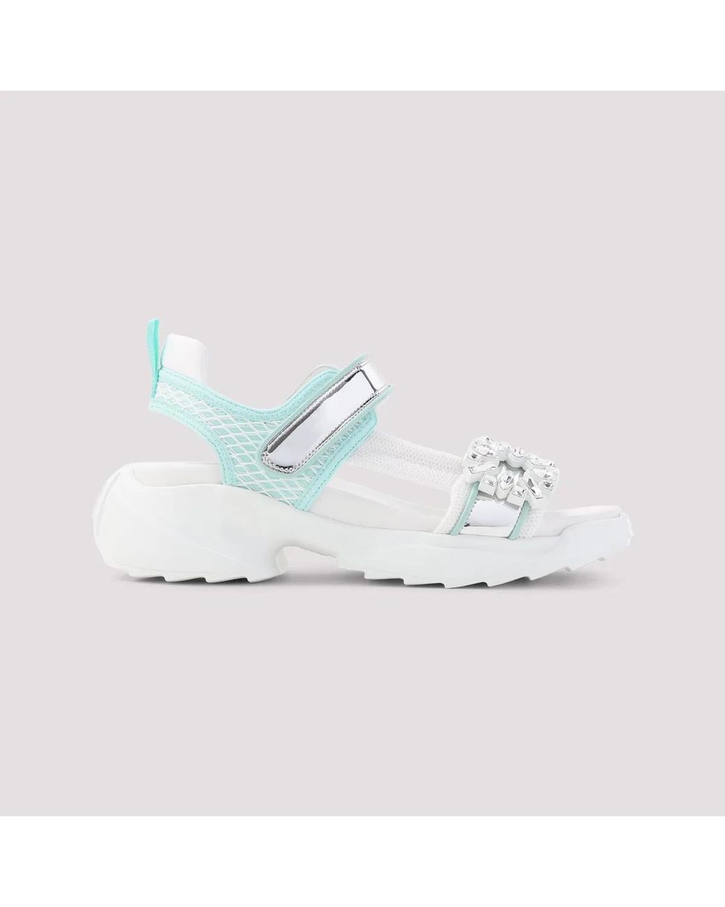 Roger Vivier Blue Viv On The Run Leather Sandals