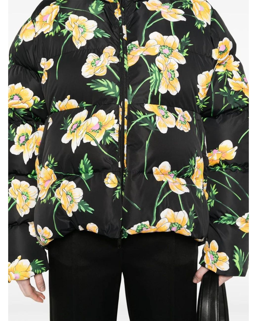Balenciaga Green Floral Insulated Zip-Up Jacket