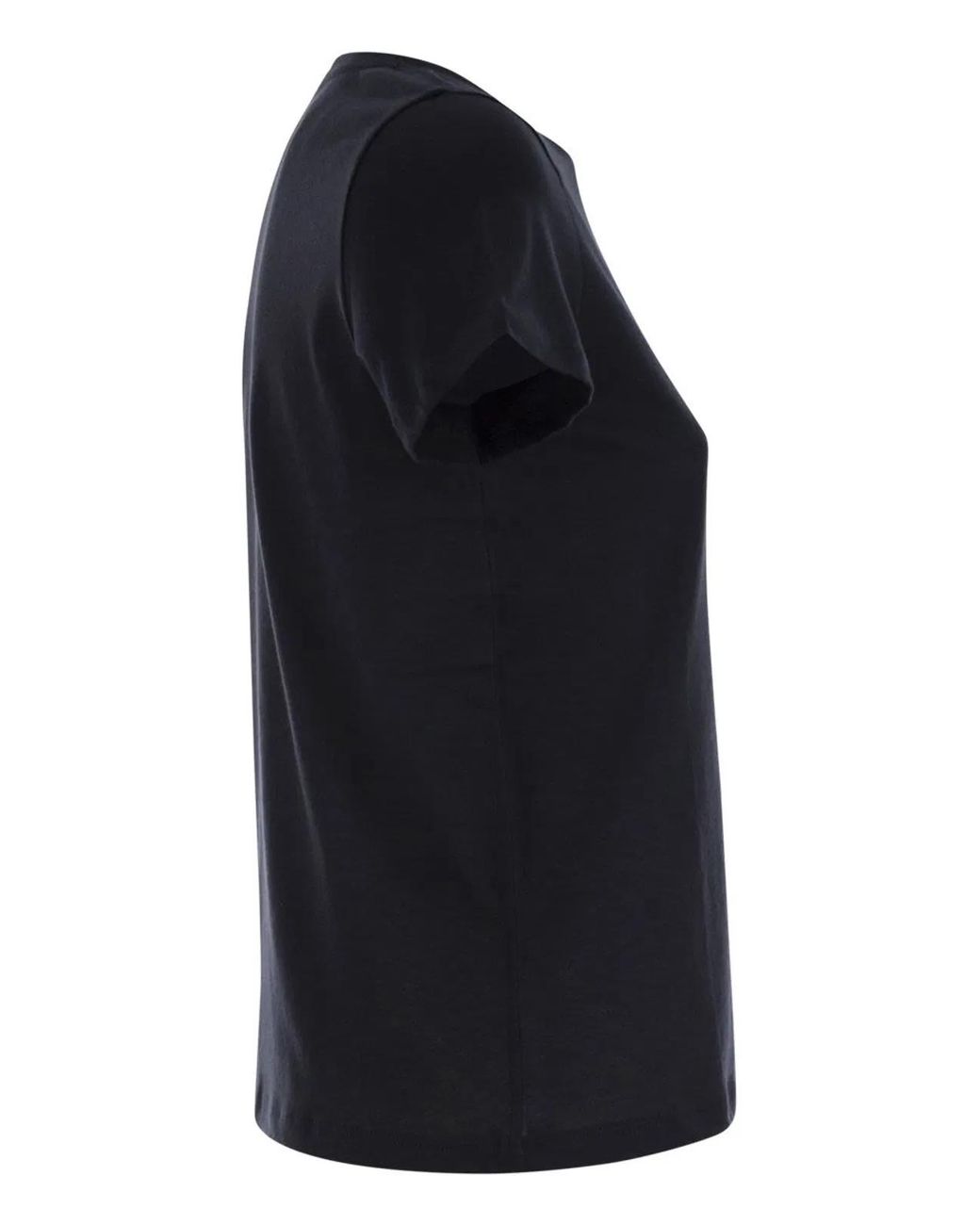 Majestic Black Crew-Neck Short-Sleeved Cotton T-Shirt