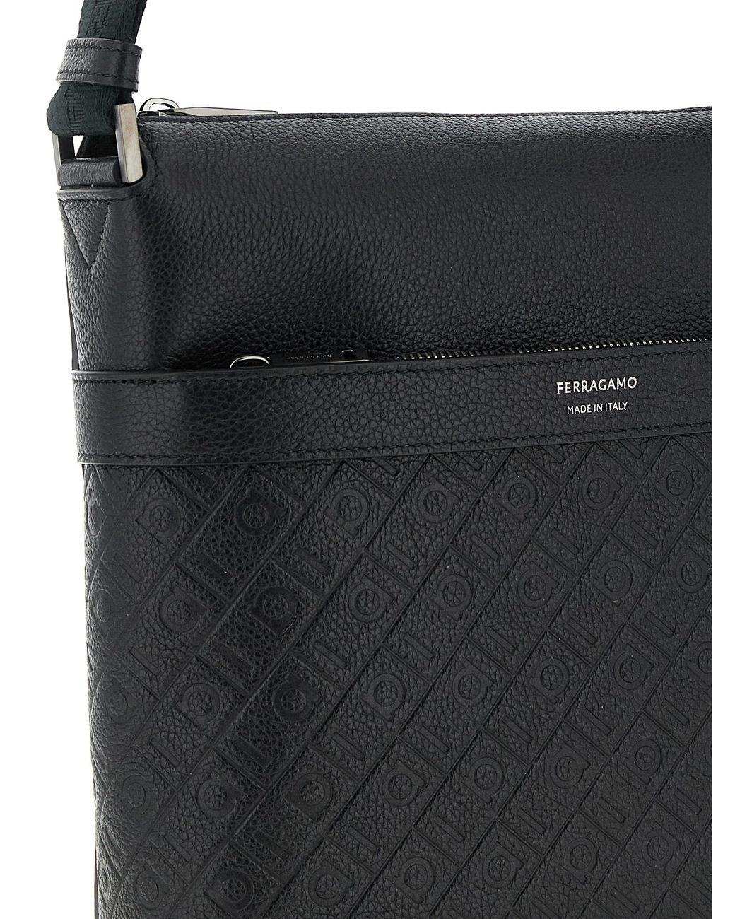 Ferragamo Black Monogram' Messenger Crossbody Bag for men