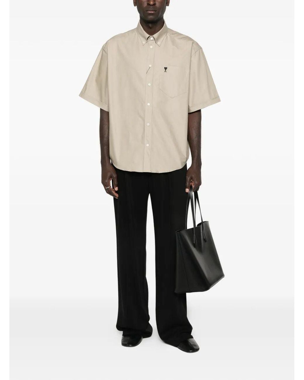 AMI White Boxy Shirt Ss for men