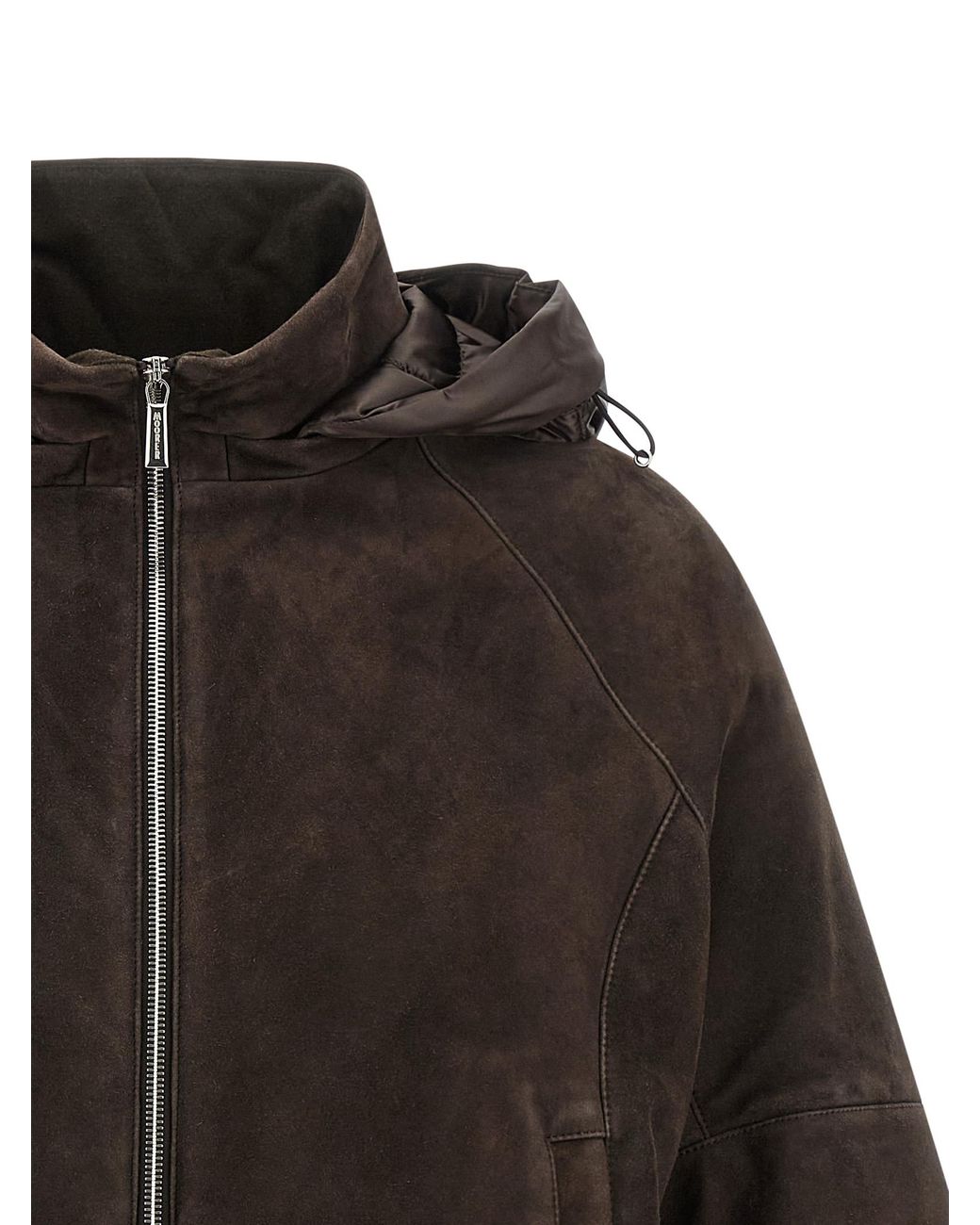 Moorer Black Wool Leather Jacket