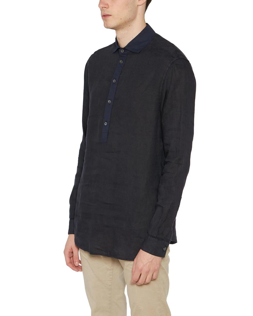 Paolo Pecora Black Linen Shirt for men
