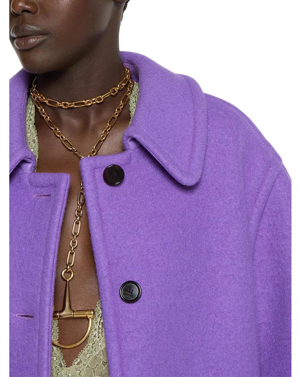 Gucci Purple Cashmere Wool Coat Compact