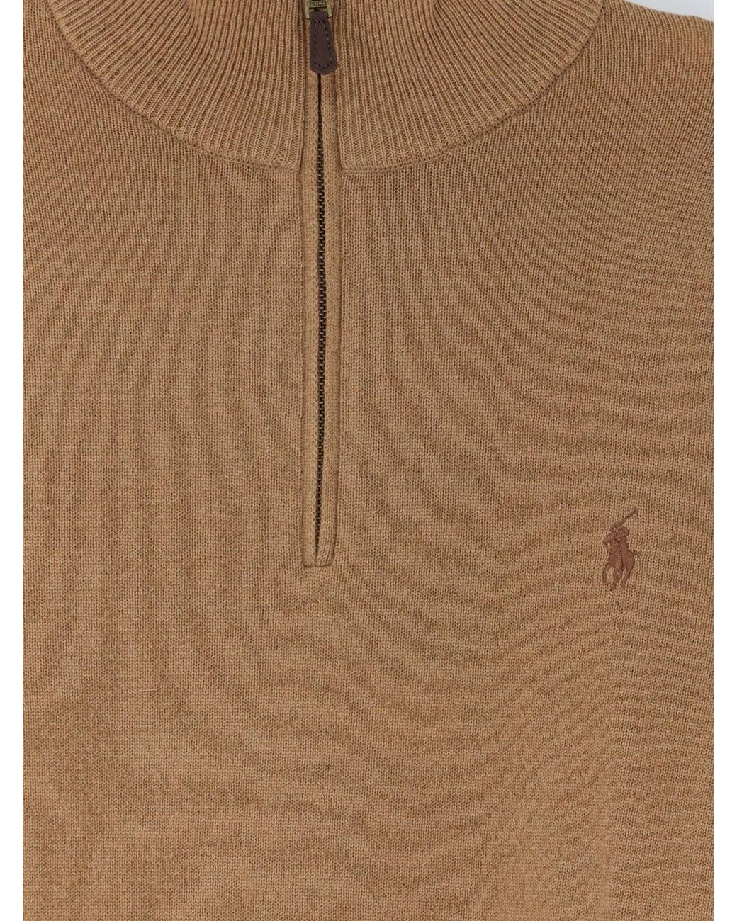 Polo Ralph Lauren Natural Half Zip High Neck Knitted Sweater for men