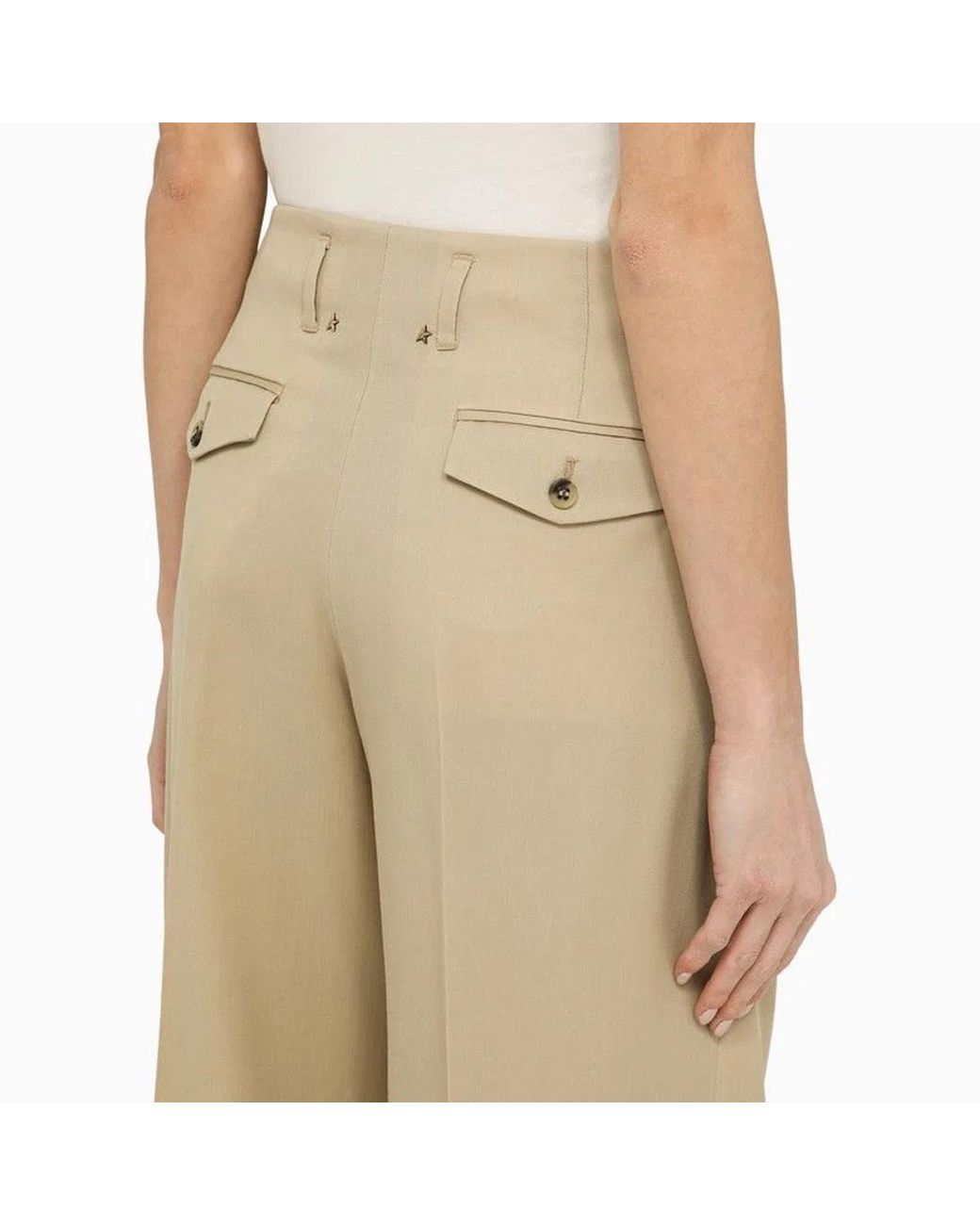 Golden Goose Deluxe Brand Natural High-Waist Wide-Leg Trousers