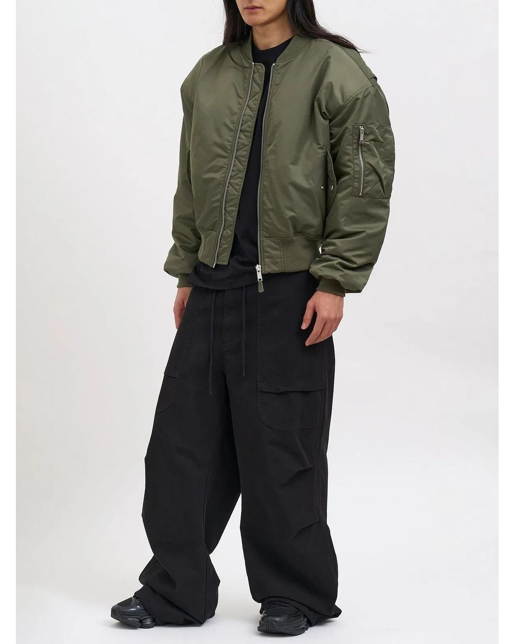 Entire studios Green Cropped Broad Khaki Bomber for men
