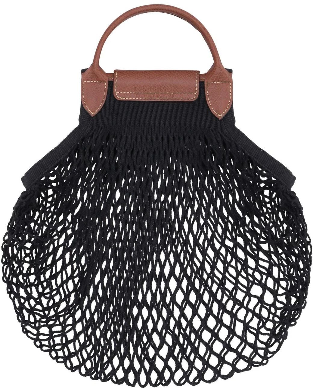 Longchamp Black Le Pliage Filet Mesh Tote Cowhide; Cotton Hand Bags