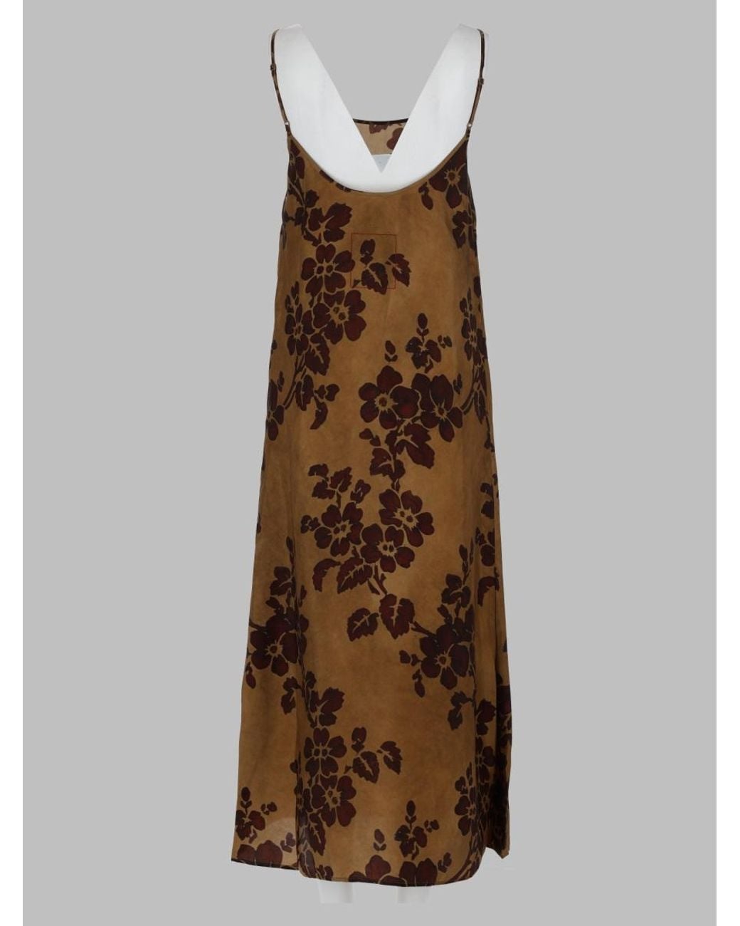 Uma Wang Brown Floral Print Slip Dress