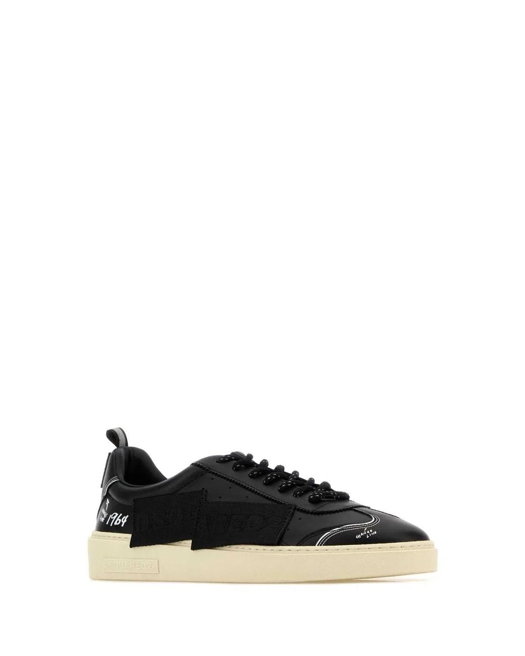 DSquared² Black Leather Rider Sneakers for men