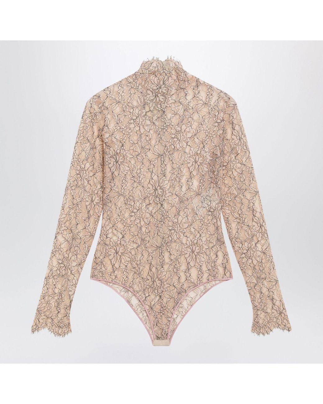 Valentino Garavani Natural Nude Rebrodé Lace Bodysuit